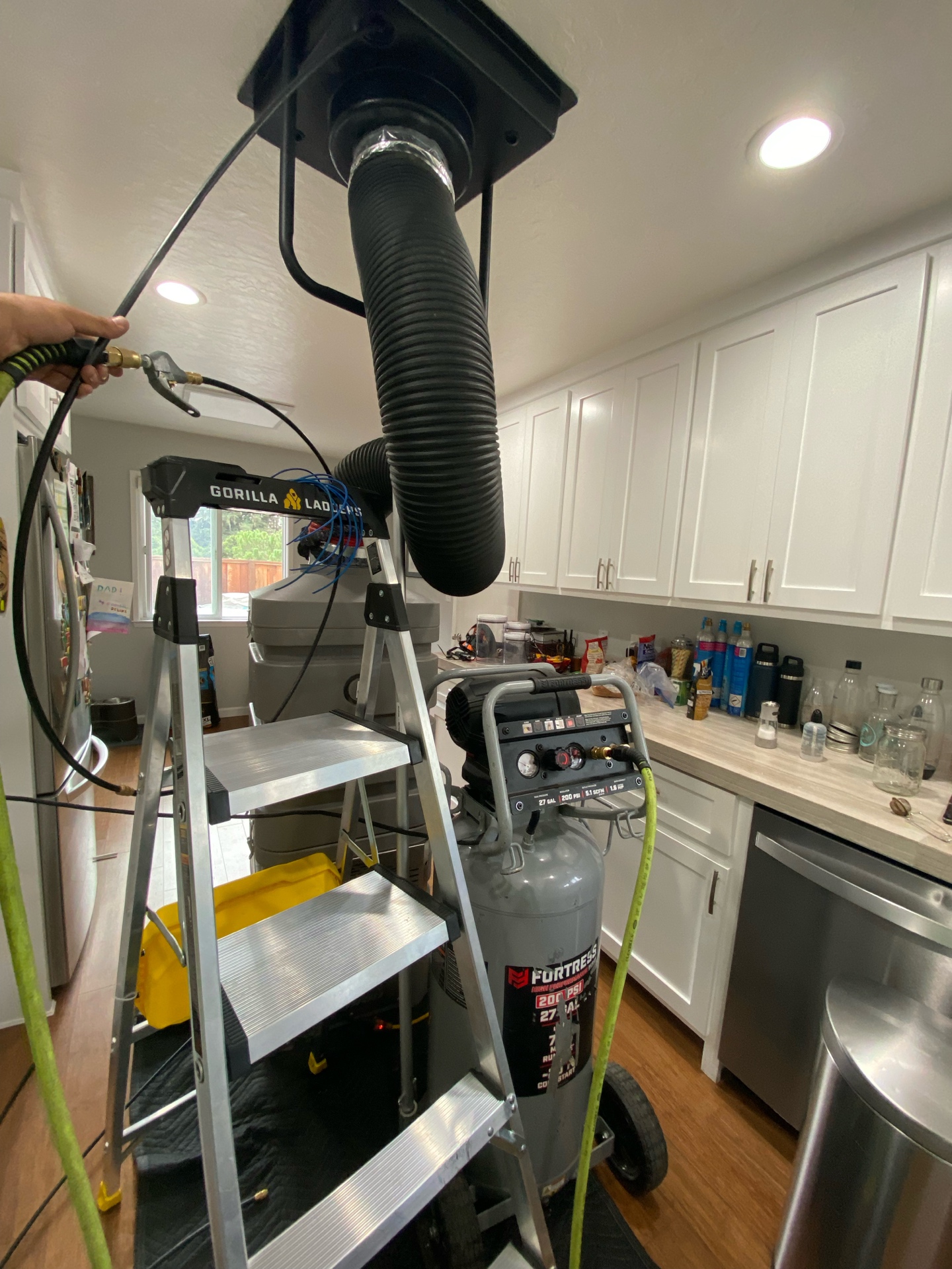 Professional air duct cleaning in action